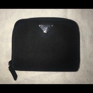 Prada Zip Around Black Nylon Wallet